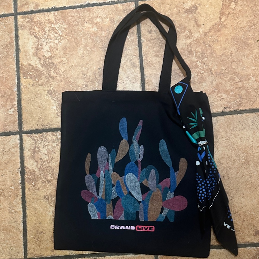 Black Tote Bag with Colorful Design